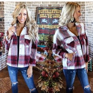 Burgundy Flannel Jacket/Top